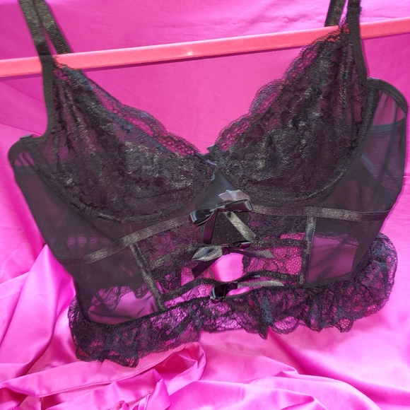 🆕️Black Lace Cut Out Floral Lingerie Bra Bralette - Picture 9 of 10